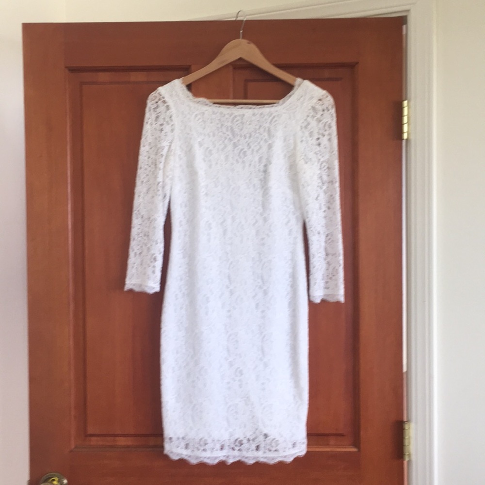 Adrianna Papell White Lace Dress